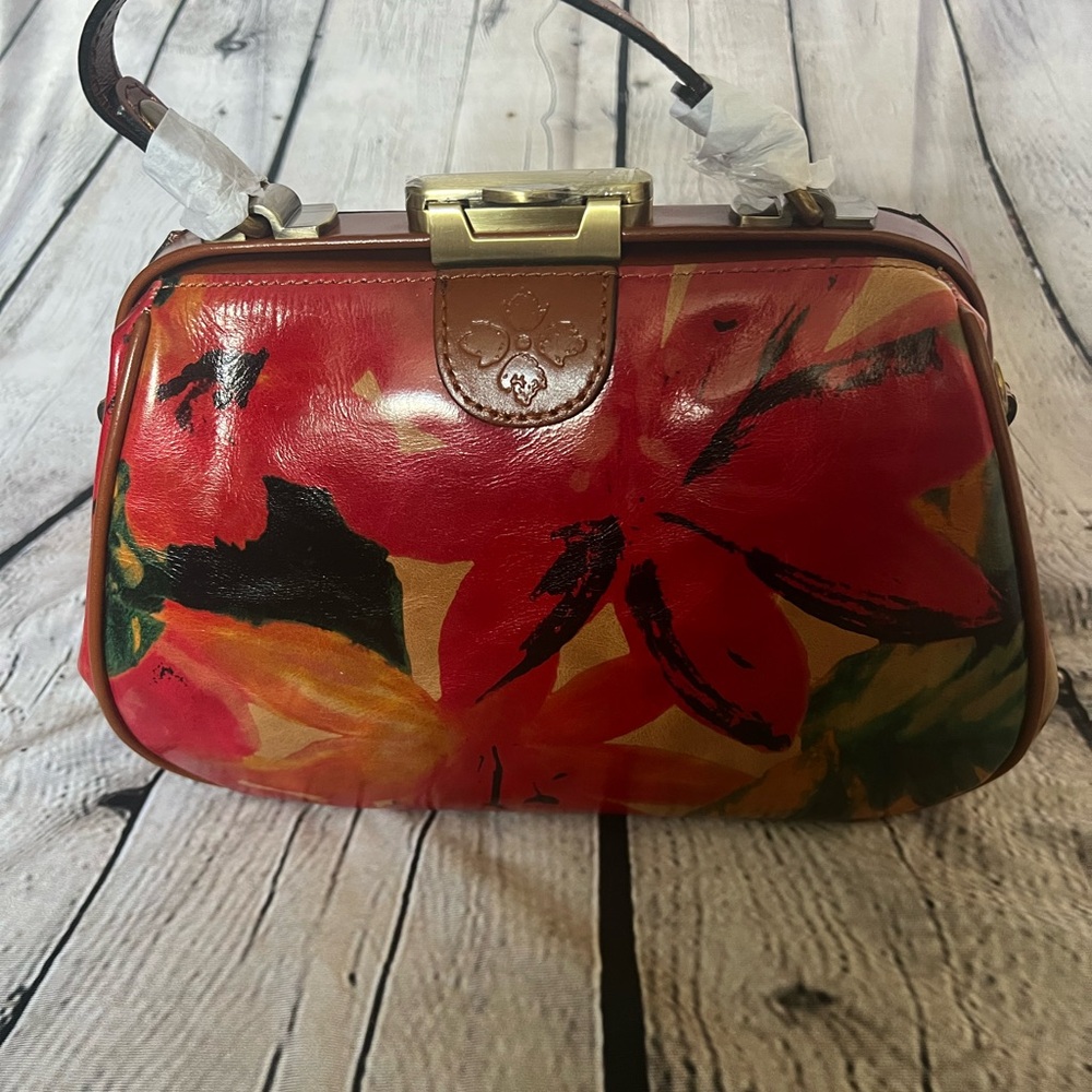 PATRICIA NASH Leather Gracchi Frame Satchel With Crossbody Strap